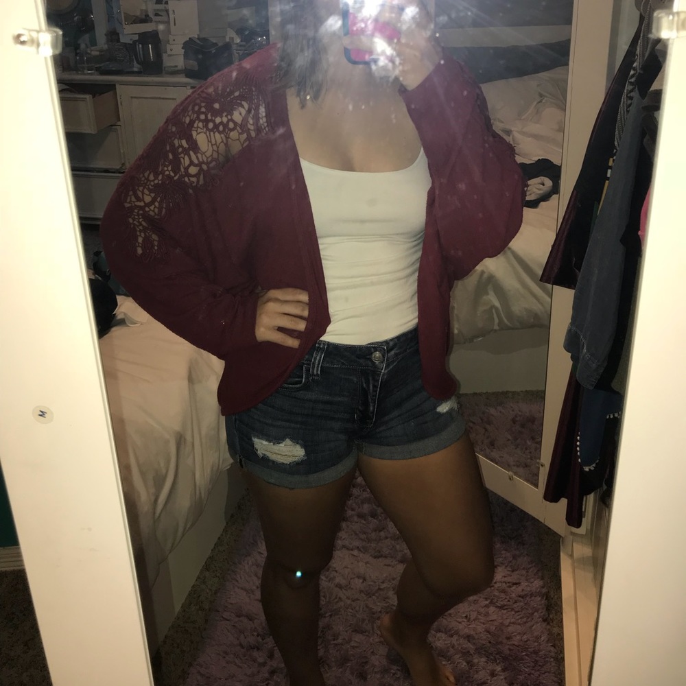 Crimson lace cardigan